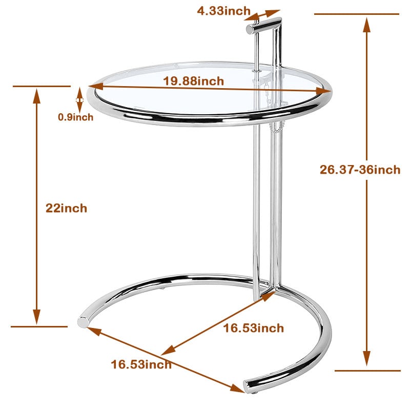 Tempered glass stainless steel frame lift round coffee table