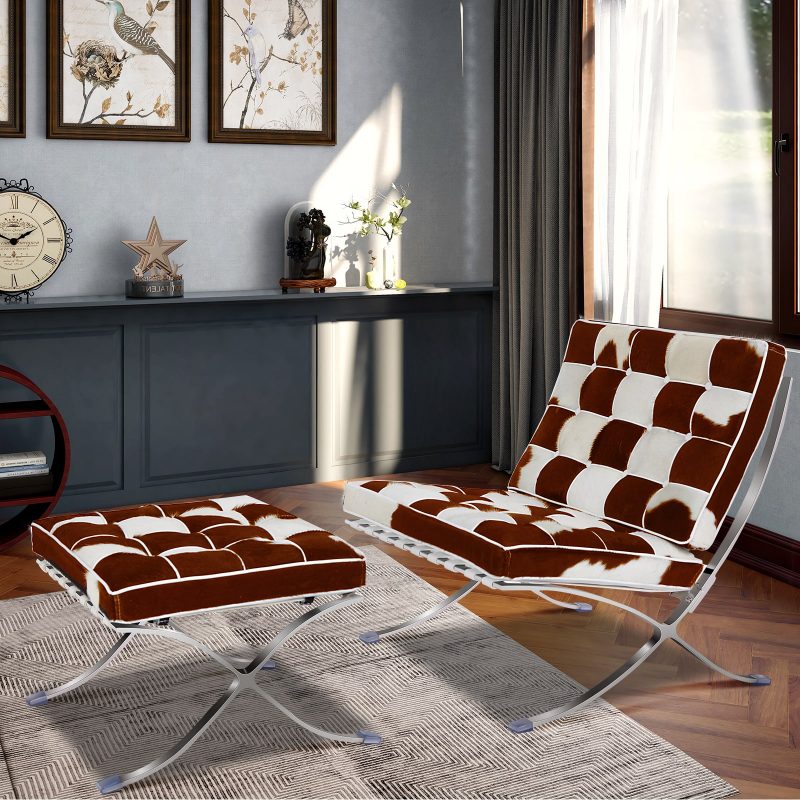 barcelona chair replica brown horsehair