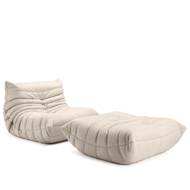 Caterpillar Sofa Microsuede Light Gray  With Ottoman