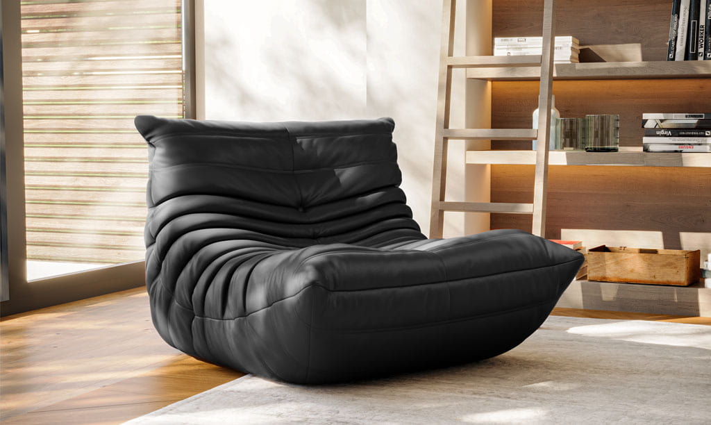 togo sofa Fiber leather Black banner