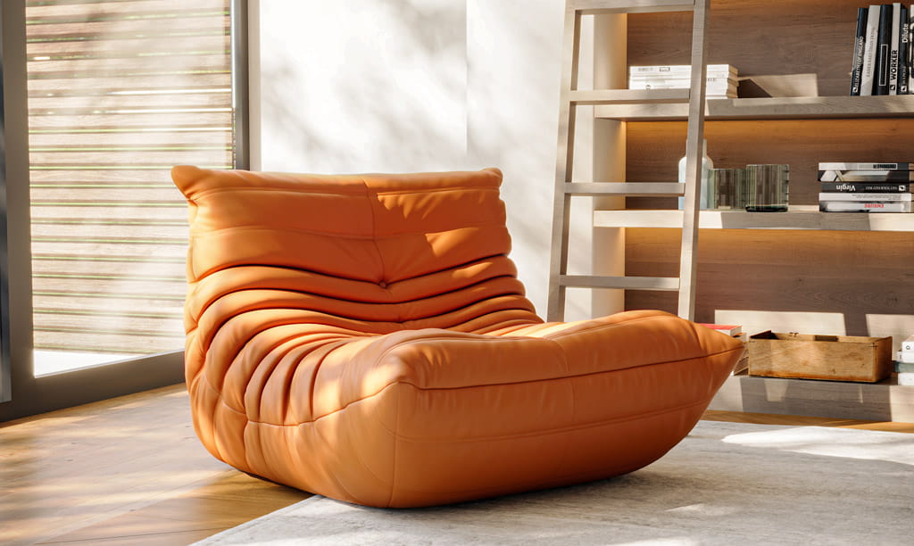 togo sofa microfiber leather orange