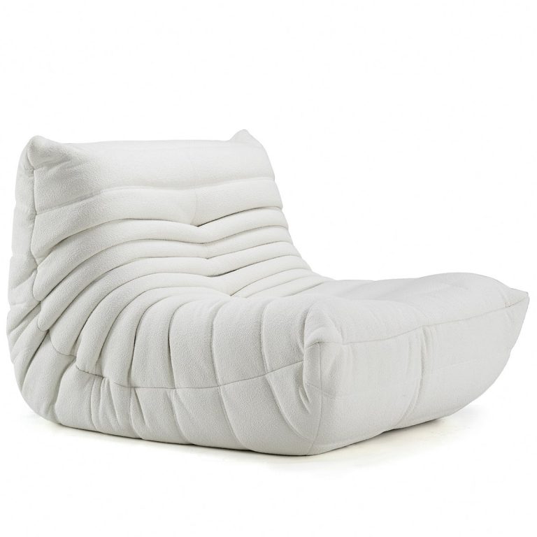 Caterpillar Sofa Couch Bouclé Fabric White