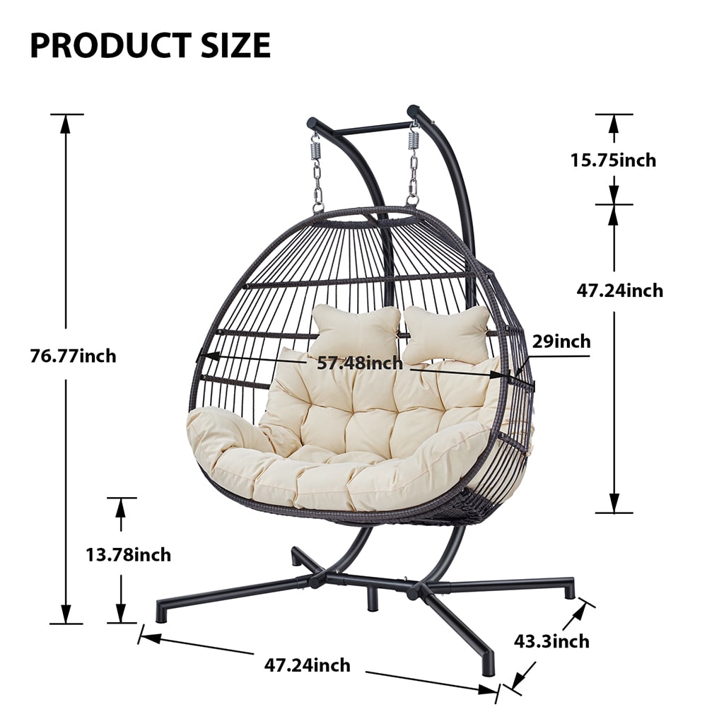 Swing hanging egg chair Size