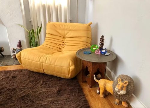 Caterpillar Sofa Couch Fiber Leather Orange photo review