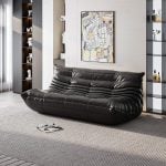 Fiber Leather Black 3-seater togo sofa (2)