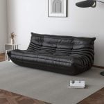 Fiber Leather Black 3-seater togo sofa (3)