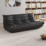 Fiber Leather Black 3-seater togo sofa (4)