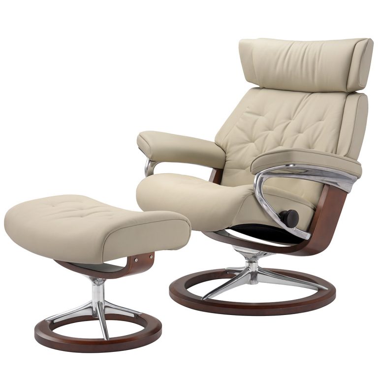 A+ Skyline Stress Free Recliner Chair with ottoman Silver Cloud