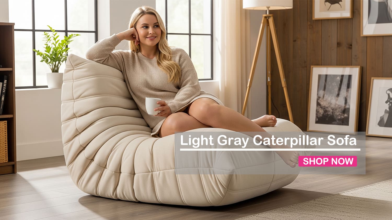Light Gray Microsuede Caterpillar Sofa Light Gray Microsuede Caterpillar Sofa